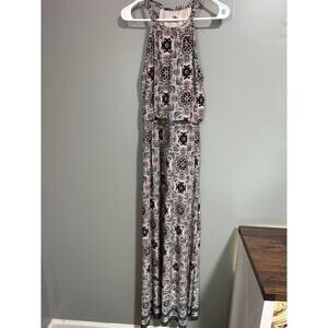 Artisan NY Boho Floral Maxi Dress Halter Neck Sleeveless Size S